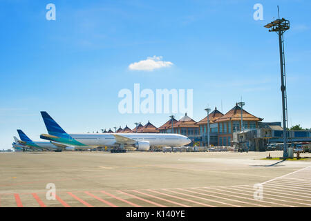 Balinese airport in a bright sunny day. Bali island, Indonesia Stock Photo