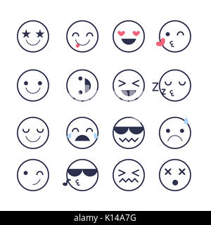 Set emoticons icons for applications and chat. Emoticons with different emotions isolated on white background. Large collection of smiles. Stock Photo
