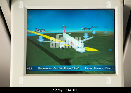 An Aeroplane flight position map showing aircraft position above ...