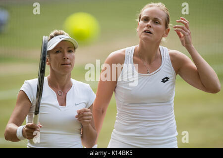 Anna-Lena Groenefeld of Germany and Kveta Peschke of the Czech Republic at the Ladies' Doubles - Wimbledon Championships 2017 Stock Photo