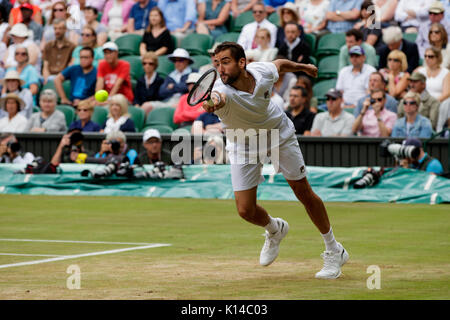 Marin Cilic of Croatia at the Gentlemen's Singles - Wimbledon Championships 2017 Stock Photo