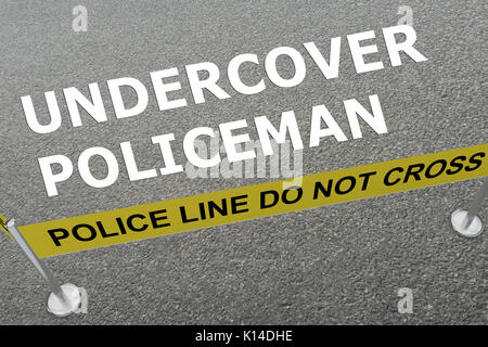 3D illustration of 'UNDERCOVER POLICEMAN' title on the ground in a police arena Stock Photo