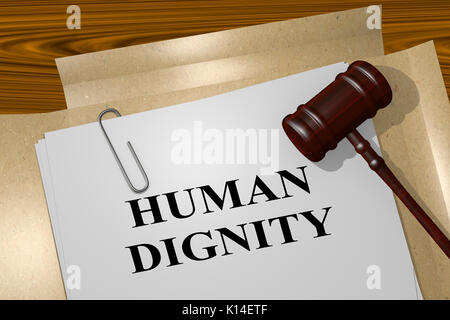 3D illustration of 'HUMAN DIGNITY' title on legal document Stock Photo