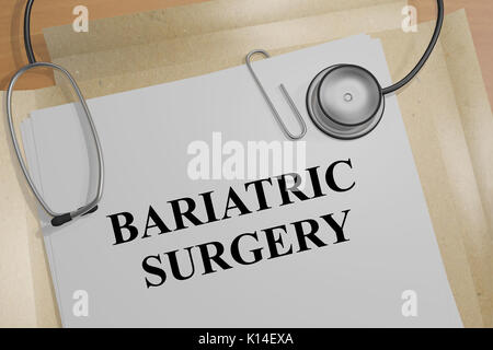 3D illustration of 'BARIATRIC SURGERY' title on a medical document Stock Photo