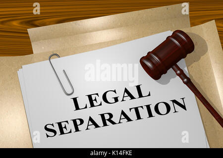 3D illustration of 'LEGAL SEPARATION' title on legal document Stock Photo