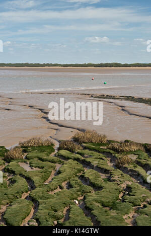 view across the mud flats in the River Axe estuary close to Brean Down in Somerset England on a sunny spring day Stock Photo