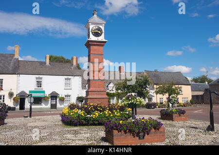 The Victorian clock tower in Twyn Square, Usk, a picturesque small town in Wales Stock Photo