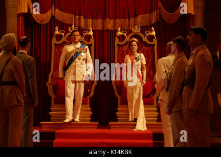 RELEASE DATE: September 1, 2017 TITLE: Viceroy's House STUDIO: BBC Films DIRECTOR: Gurinder Chadha PLOT: The final Viceroy of India, Lord Mountbatten, is tasked with overseeing the transition of British India to independence, but meets with conflict as different sides clash in the face of monumental change. STARRING: HUGH BONNEVILLE as Lord Louis Mountbatten, GILLIAN ANDERSON as Lady Edwina Mountbatten. (Credit Image: © BBC Films/Entertainment Pictures) Stock Photo