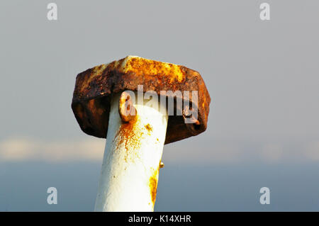 Rusty flagpole in the evening sun Stock Photo