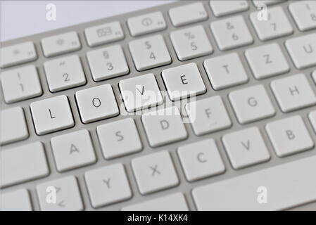 Computer keyboard spelling love instead of QWERTY Stock Photo