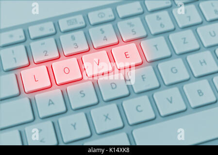 Computer keyboard spelling love instead of QWERTY Stock Photo