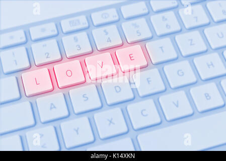 Computer keyboard spelling love instead of QWERTY Stock Photo