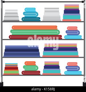 colorful silhouette of rack with stack of towels folded Stock Vector