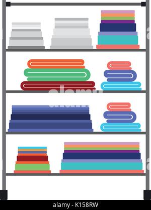 colorful silhouette of rack with pile towels folded Stock Vector