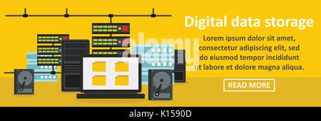Digital data storage banner horizontal concept Stock Vector