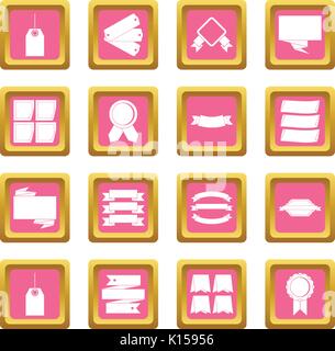 Different colorful labels icons pink Stock Vector