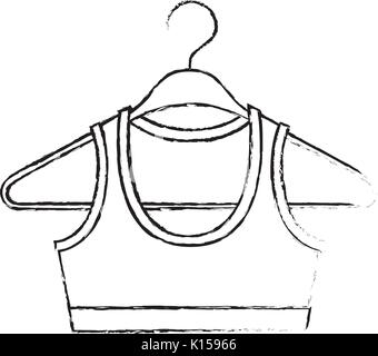 monochrome blurred silhouette shirt top for women in clothes hanger Stock Vector