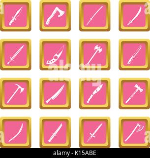 Steel arms symbols icons pink Stock Vector