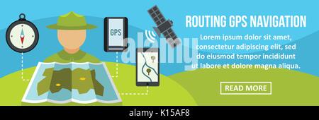 Routing gps navigation banner horizontal concept Stock Vector
