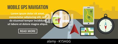 Mobile gps navigation banner horizontal concept Stock Vector