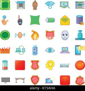 Hacker icons set, cartoon style Stock Vector