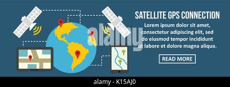 Satellite gps connection banner horizontal concept Stock Vector
