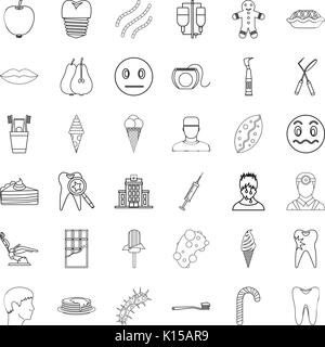 Pain icons set, outline style Stock Vector
