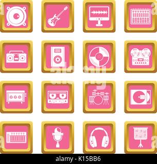 Recording studio items icons set, outline style Stock Vector Image ...