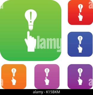 A finger pointer and light bulb set collection Stock Vector
