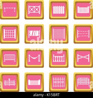 Fencing icons pink Stock Vector