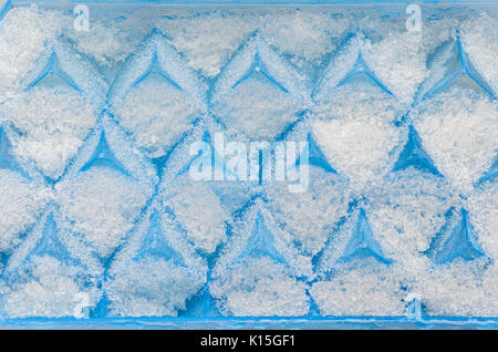 Blue tray for making ice cubes. Stock Photo