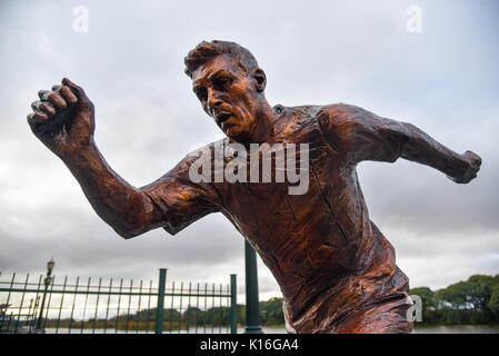 Buenos Aires, Argentina - Jun 28, 2016: The sculpture of the soccer star Lionel Messi at the Paseo de la Gloria in Buenos Aires. Stock Photo