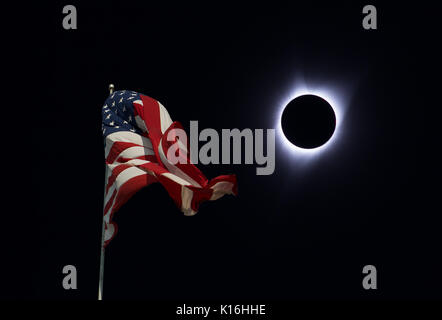 Composite of Star Spangled Eclipse Stock Photo