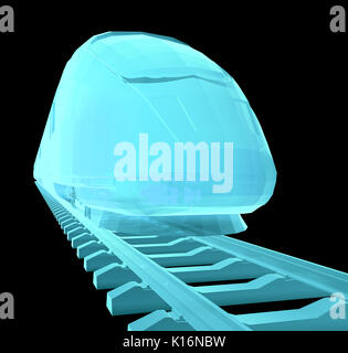 Glow blue high-speed train Stock Photo - Alamy