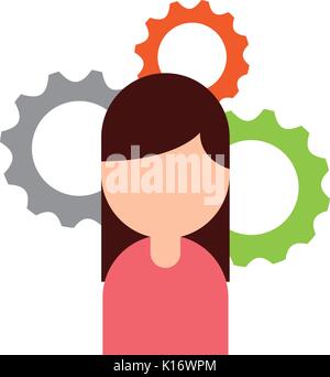 businesswoman avatar with gears Stock Vector