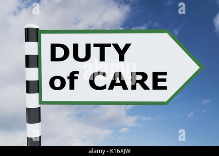 3D illustration of 'DUTY of CARE' script on road sign Stock Photo