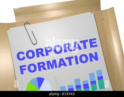 3D illustration of 'CORPORATE FORMATION' title on business document Stock Photo