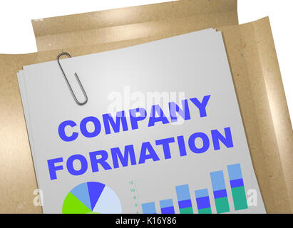3D illustration of 'COMPANY FORMATION' title on business document Stock Photo