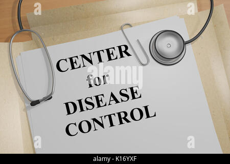 3D illustration of 'CENTERS for DISEASE CONTROL' title on medical document Stock Photo