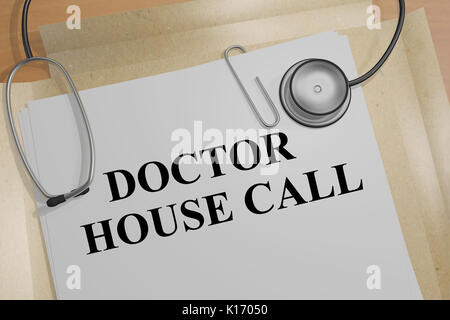 3D illustration of 'DOCTOR HOUSE CALL' title on a document Stock Photo