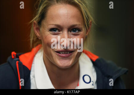 England's Natasha Hunt during the press conference at Clayton Hotel, Belfast, ahead of the Women's World Cup final between England and New Zealand tomorrow evening. Stock Photo