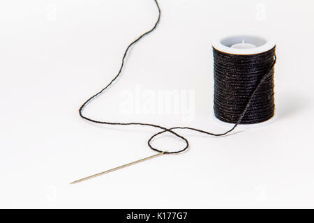 Skein Black Thread Needle Isolated On Stock Photo 75244720