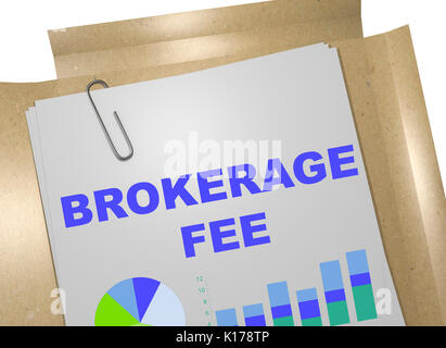 3D illustration of 'BROKERAGE FEE' title on business document. Business concept. Stock Photo