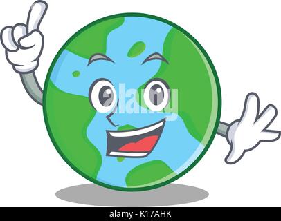Finger world globe character cartoon Stock Vector