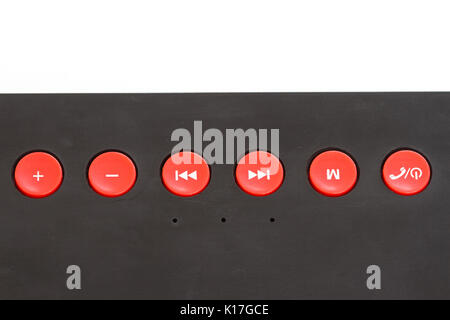 Symbol button on mini bluetooth loudspeaker closeup Stock Photo