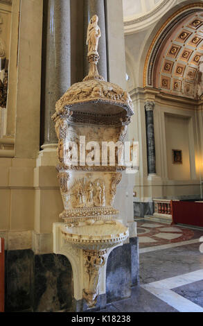 Sicily, city of Palermo, in the cathedral of Maria Santissima Assunta, holy water basin in the interior, UNESCO Stock Photo