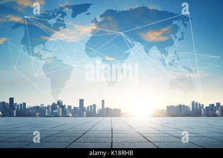 Smart city and wifi wireless internet  communication network . Stock Photo