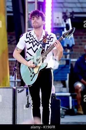 Taylor York on stage for Good Morning America (GMA) Summer Concert Series with Paramore, Rumsey Playfield in Central Park, New York, NY August 26, 2017. Photo By: Derek Storm/Everett Collection Stock Photo