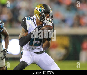 August 17, 2017: Jacksonville Jaguars wide receiver Rashad Greene (13) runs  onto the field for an NFL preseason game against the Tampa Bay Buccaneers  in Jacksonville, FL. Gary McCullough/CSM Stock Photo - Alamy