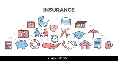 Insurance Illustration with icons Stock Vector